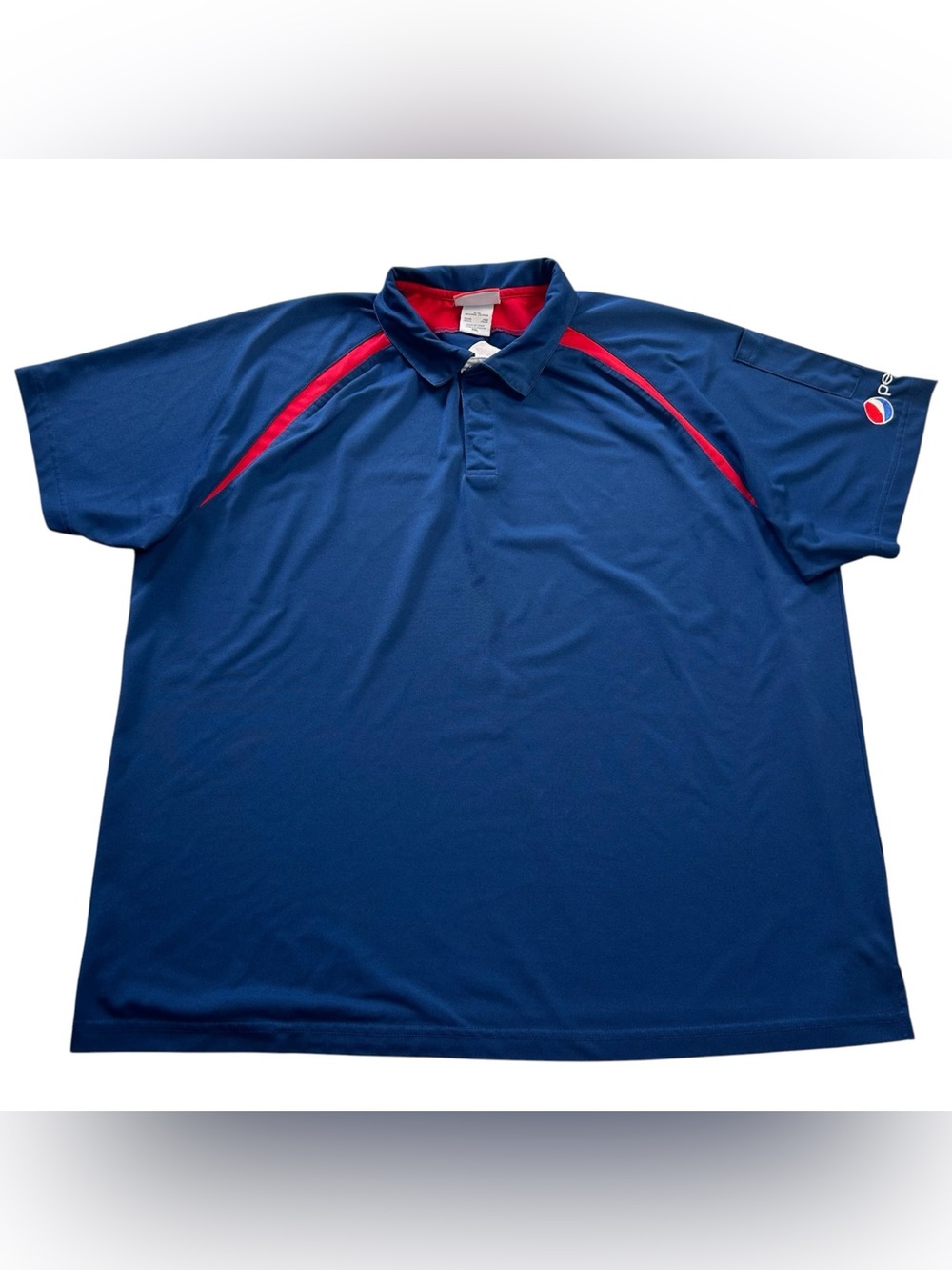 Aramark Flex Fit Men’s Pepsi Polo Shirt Employee Issue Uniform Blue Red Size 2XL